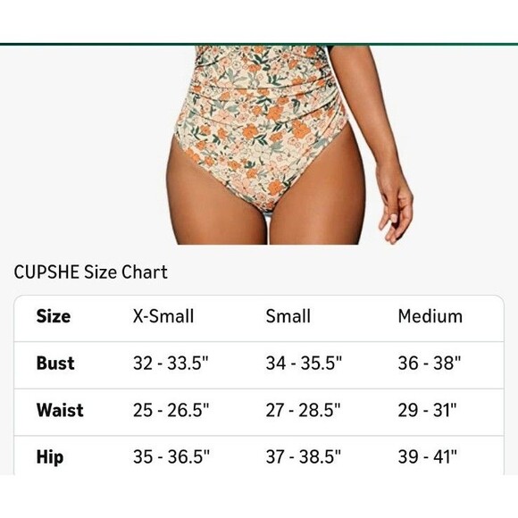NEW! Cupshe Women's Distsy Floral One Piece Swimsuit Bathing Suit, Size Medium - Picture 3 of 8